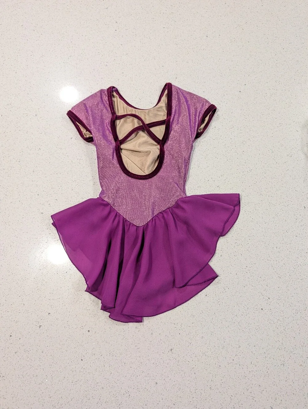 GK Elite Ice Figure Skating Baton Dance Skirted Dress Leotard CM Medium GLITTER